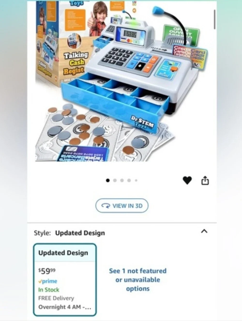 New Dr. Stem Toys Talking Cash Register Toy - Silver, Blue, Black